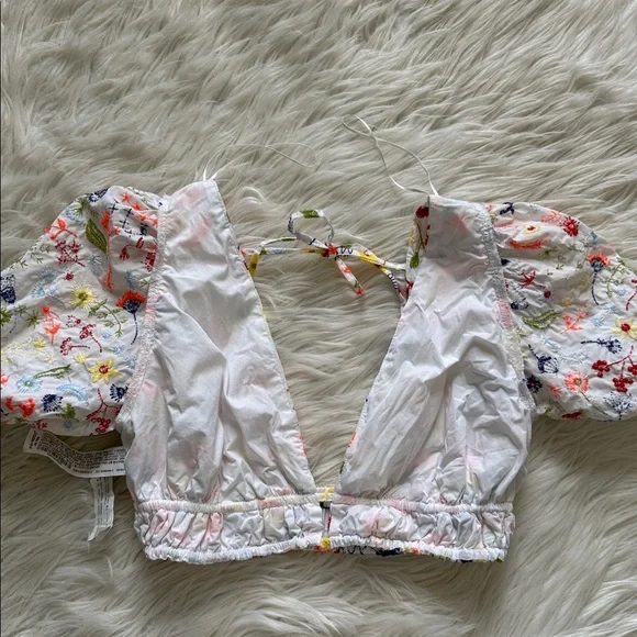 Zara Embroidered Crop Top Size S - Picture 8 of 10